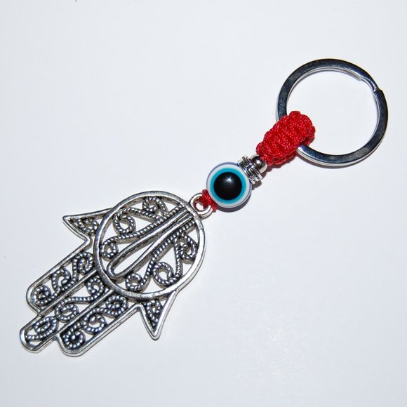 Hamsa Hand Keychain,Evil Eye Keychain,Good Luck Keyring - Picture 1 of 2